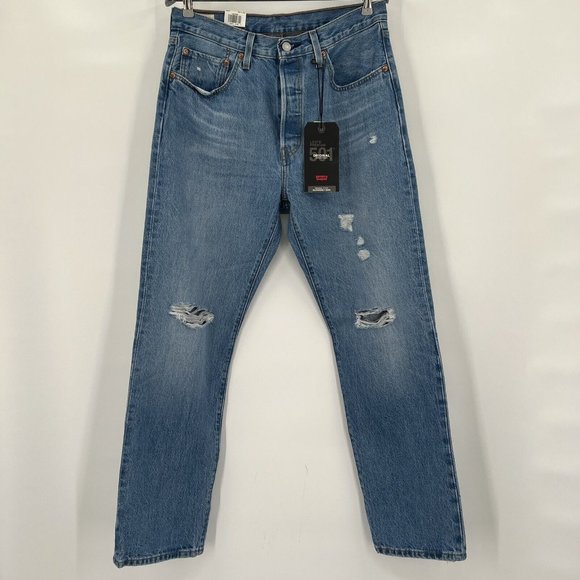 Levi's Denim - Levi's Women's Premium 501 High Rise Straight Jean Distressed Athens Crown 30x30